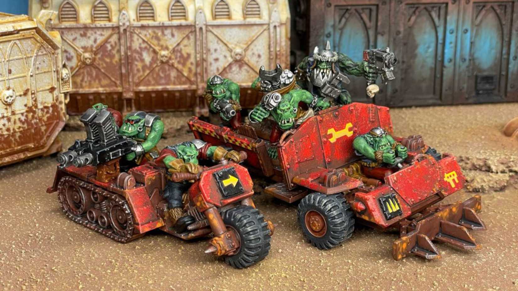 Gorkamorka cars with orcs driving them