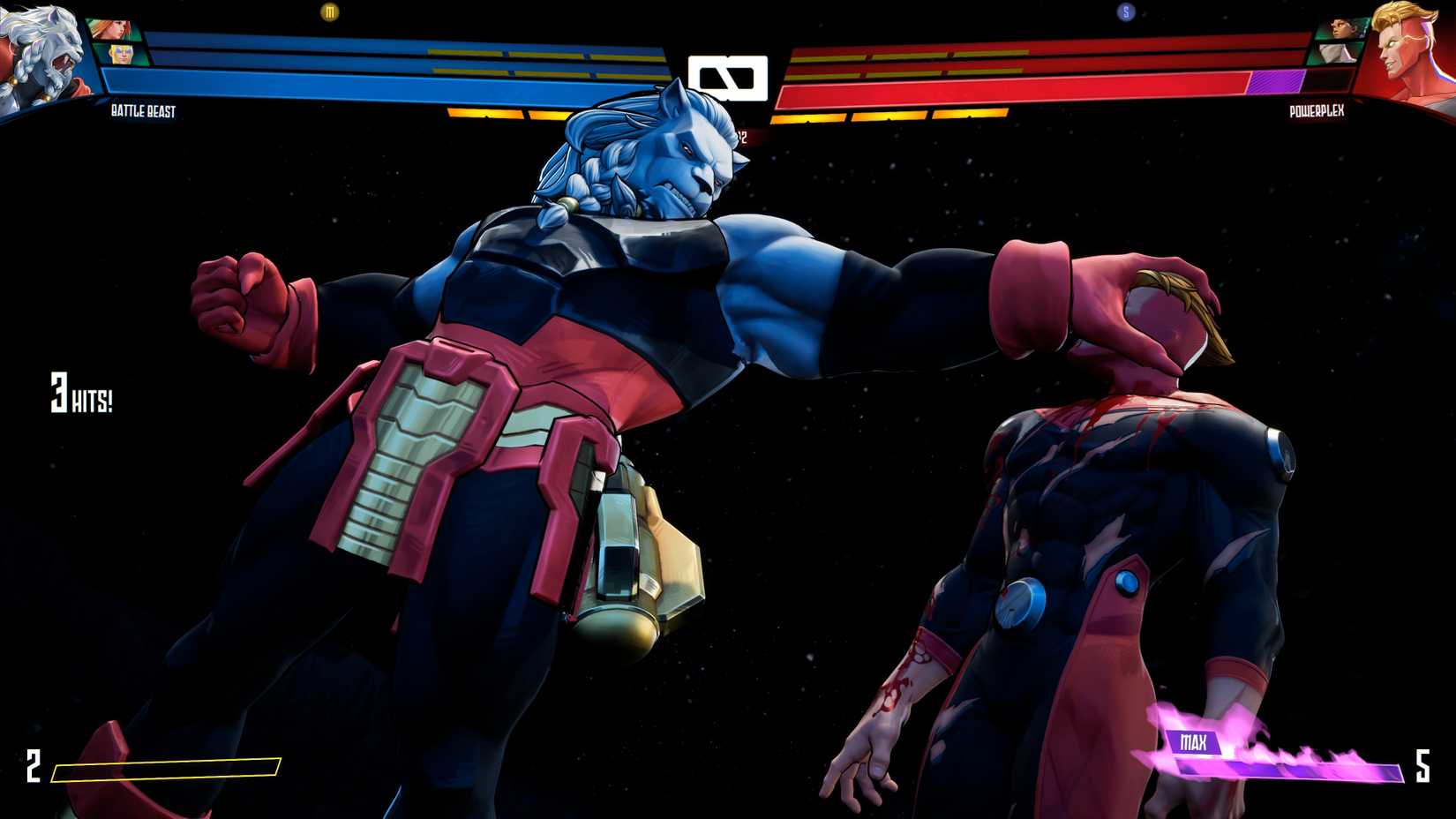 Battle Beast palmed Powerplex's head right before brutalizing him in Invincible VS.
