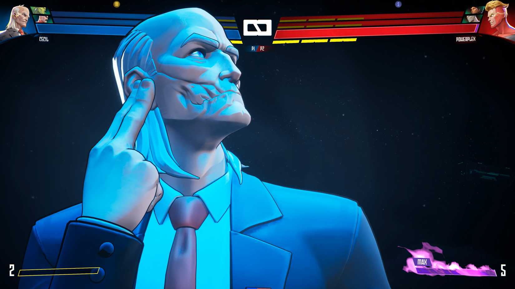 In Invincible VS, Cecil calls for an orbital attack on his opponent.