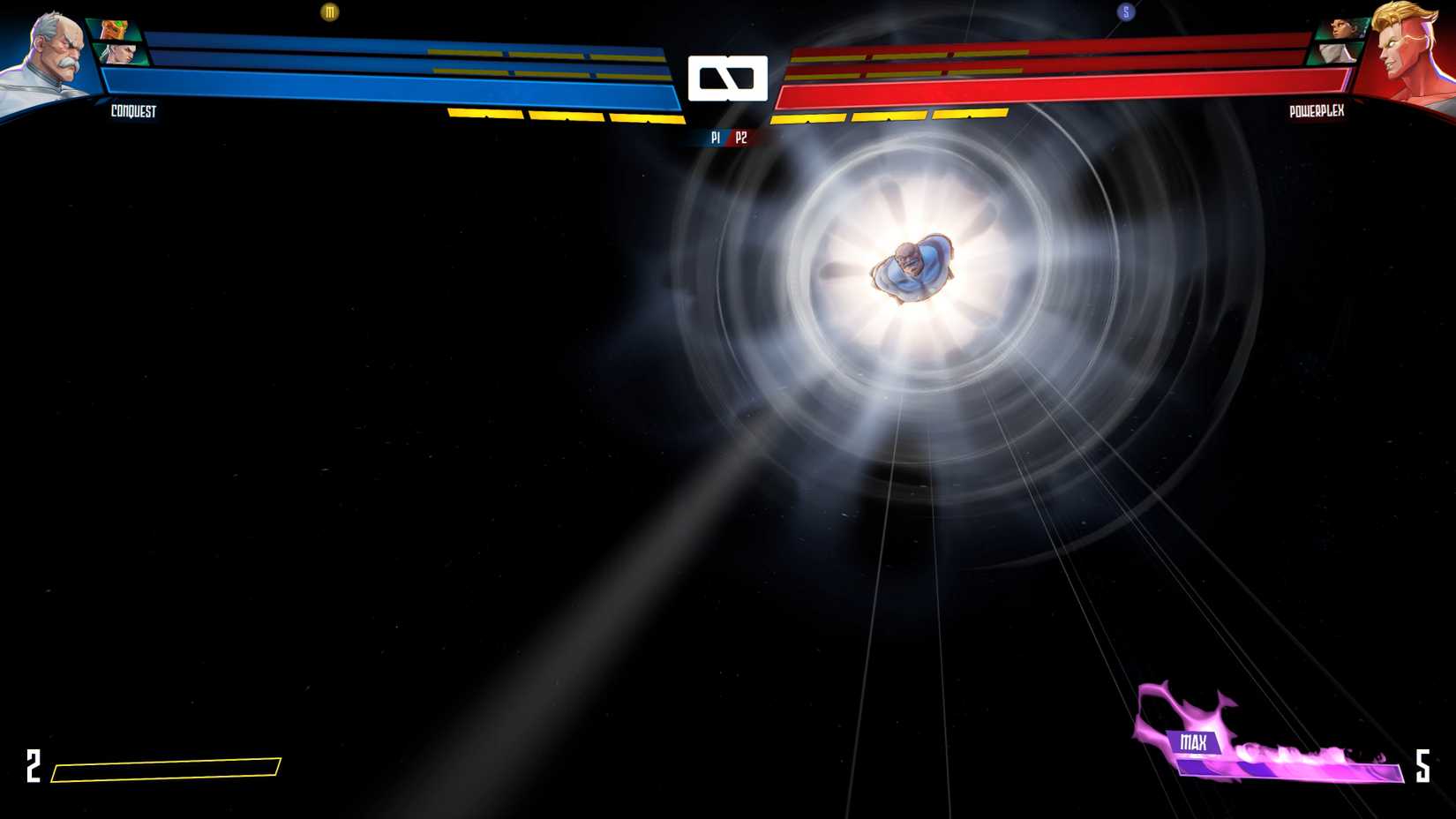 In Invincible VS, Conquest crashes into his opponents with incredible force and speed.