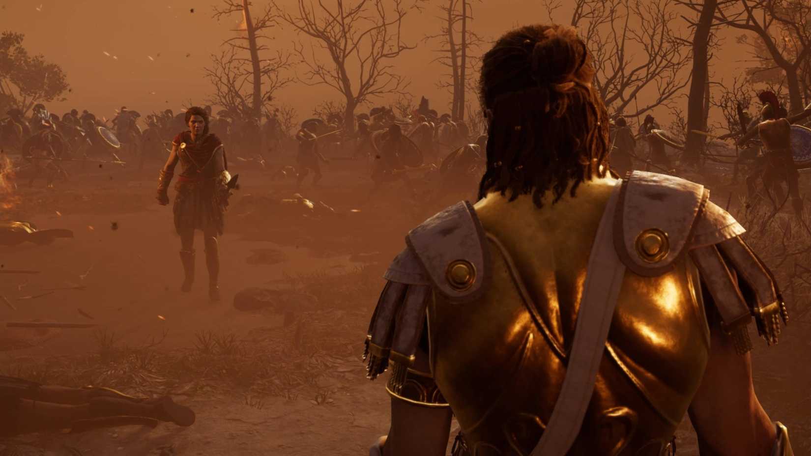 Kassandra och Deimos stod på avstånd från varandra i slaget vid Pylos i Assassin's Creed Odyssey.