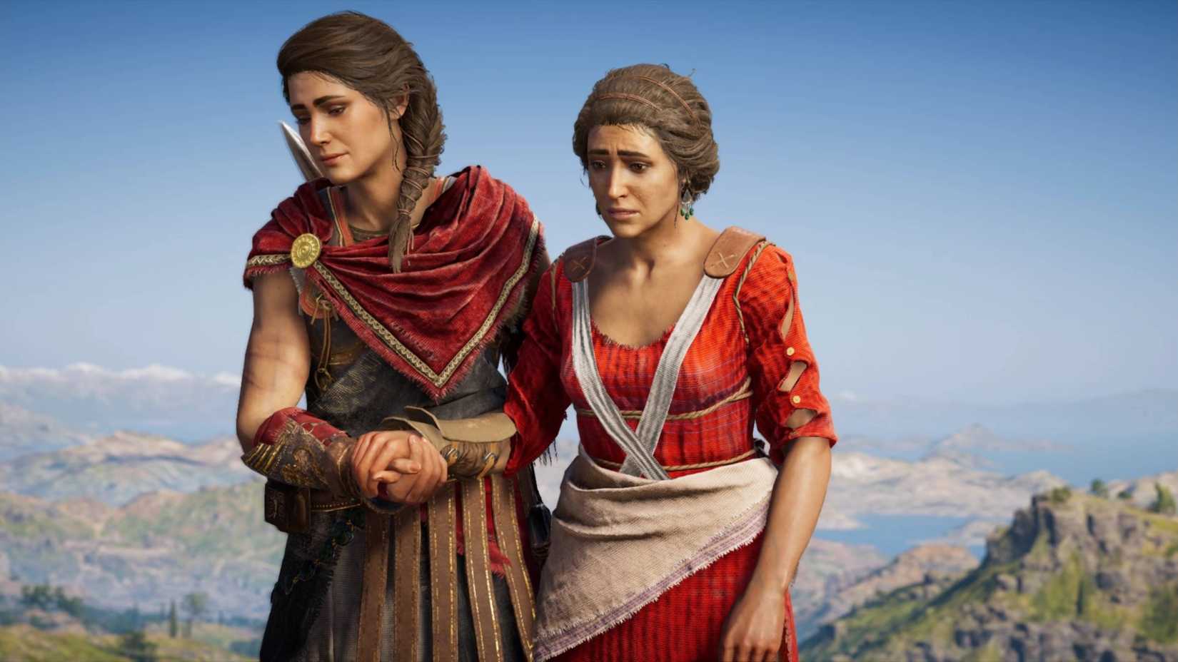 Kassandra promenerar med sin mamma Myrinne i Assassin's Creed Odyssey.