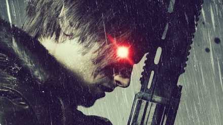 Leon with red eyes shining in the rain
