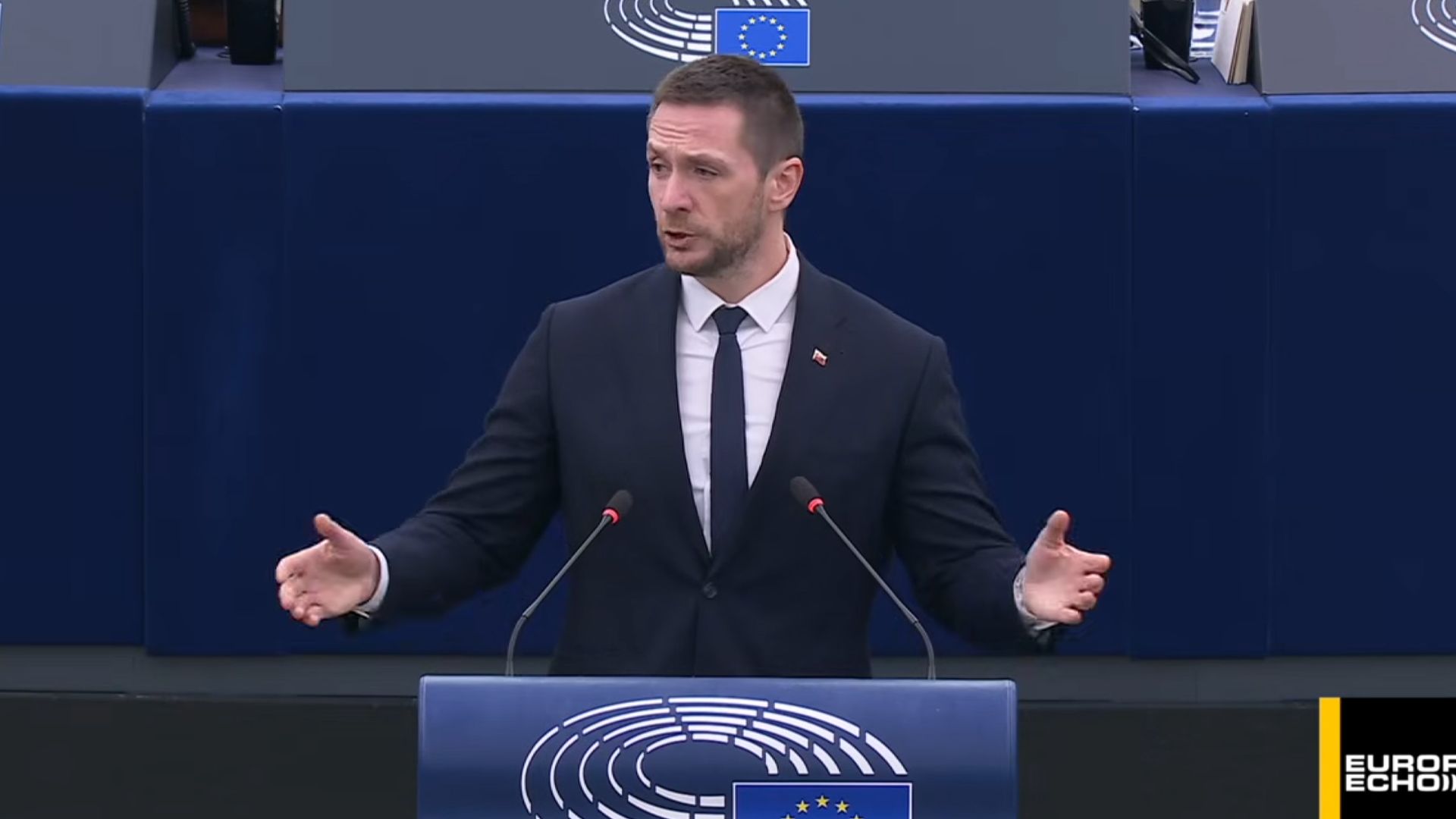 MEP Uhrik speaking in the EU Parliament.