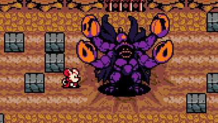 Mina stood next to The Carving Man in Mina the Hollower.