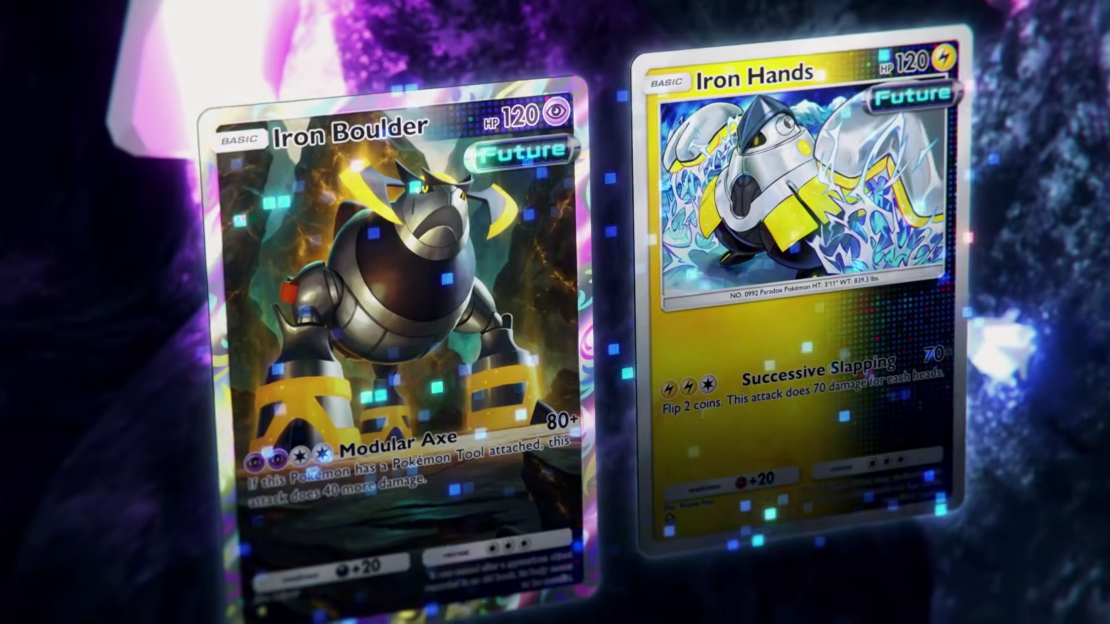 Cartas de Iron Hands e outros Pokémon em Paradox Drive