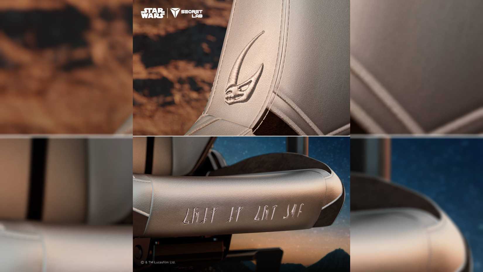 Close-ups of the mandalorian titan evo secret lab chair.