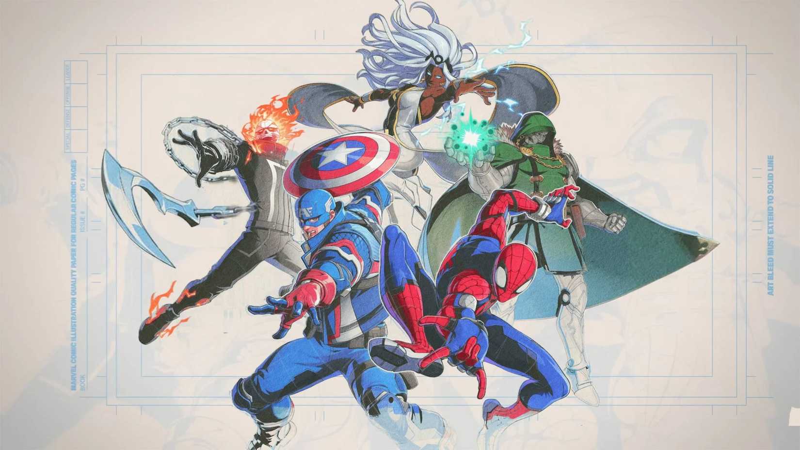 ghost rider captain america dr doom storm and spiderman in marvel tokon fighting souls.