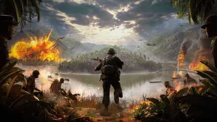 soldier running towards a lake in hell let loose vietnam.