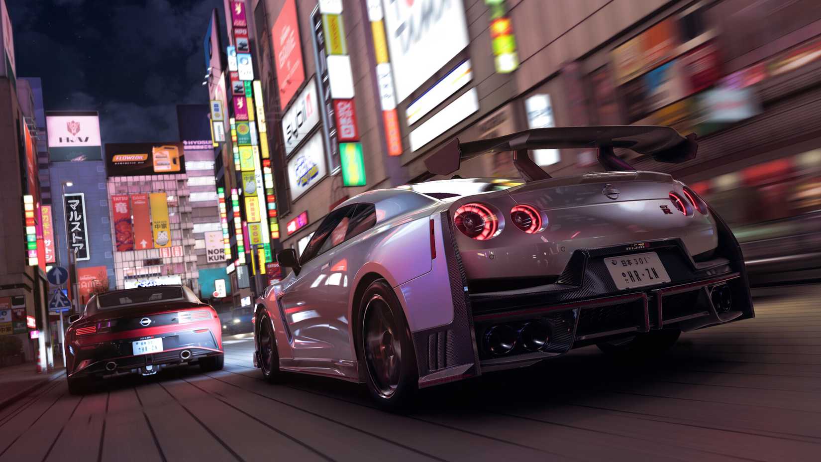 Forza Horizon 6 cars driving through Tokyo.