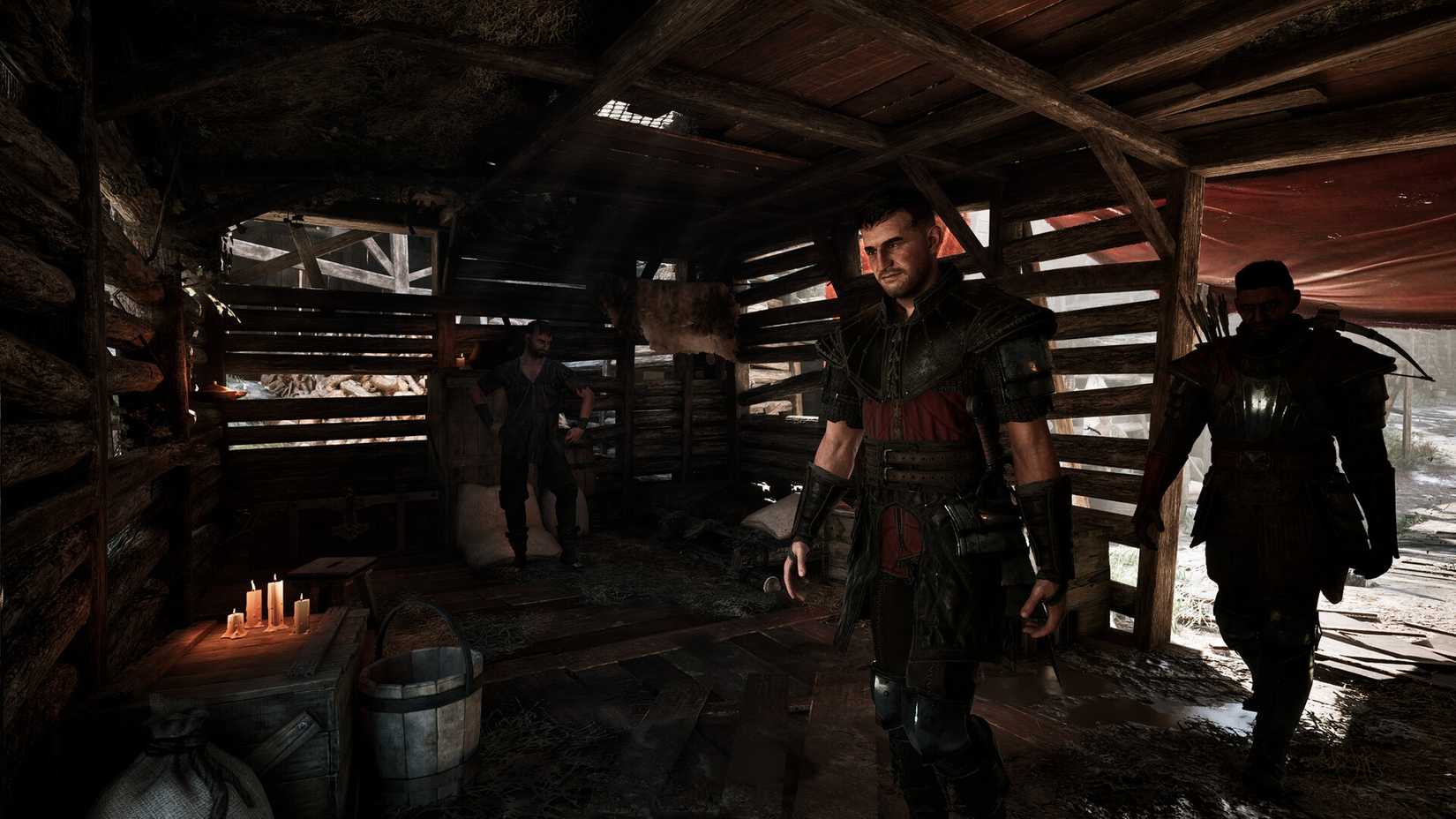 Two characters entering a hut in Gothic 1 Remake.
