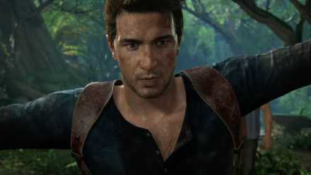 Nathan Drake looks shocked at the end of Uncharted 4: A Thief.