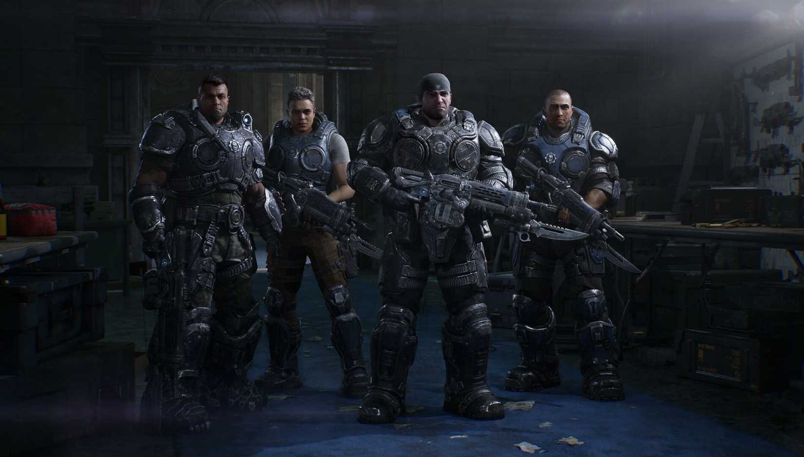 Marcus Fenix ​​and Bravo Squad in Gears of War: E-Day. 