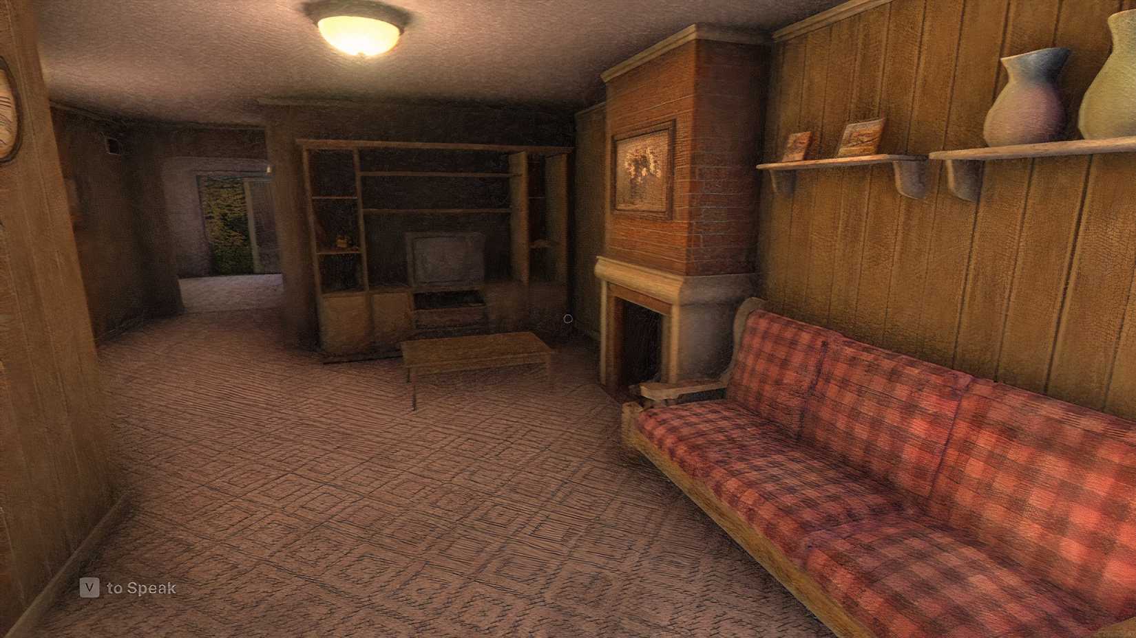 A screenshot of the living room with a few pieces of furniture in Fears To Fathom Scratch Creek.