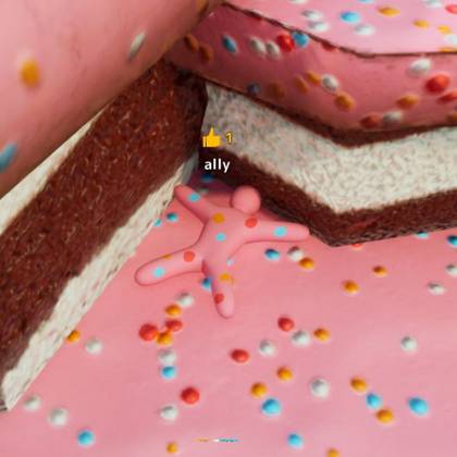 Sugar Land hiding spot 3: Painted as icing on the pink floor.