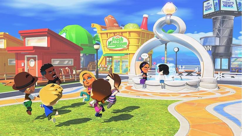 A promotional image of a square in Tomodachi Life Living the Dream.