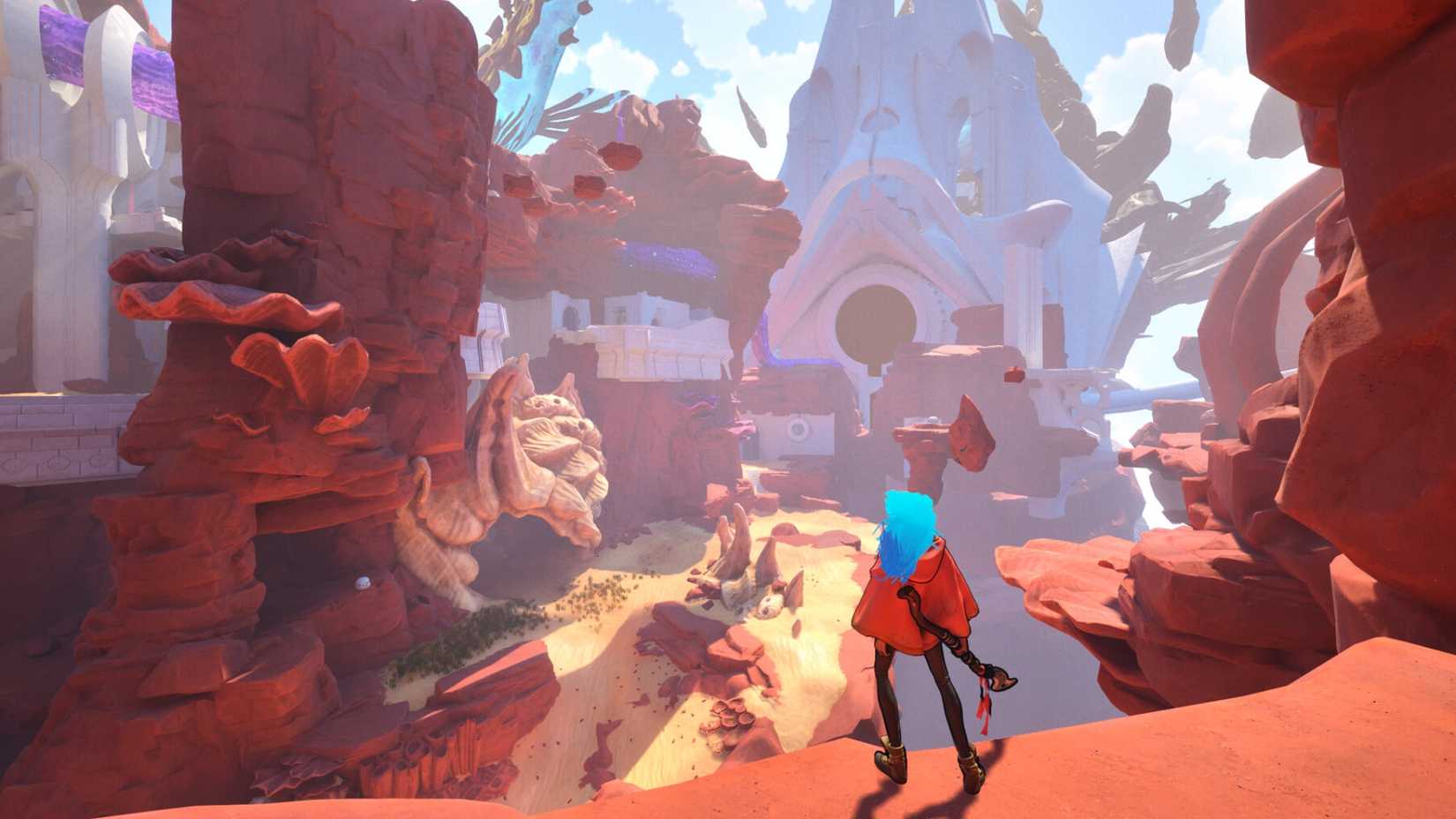 The blue haired hero is looking for some mountains in Fading Echo.