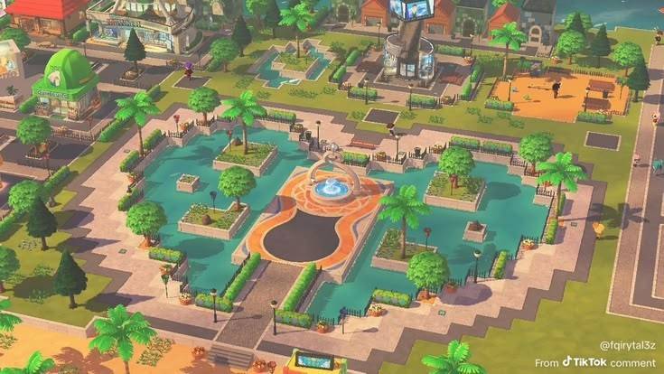 Decorated island fountain in Tomodachi Life Living the Dream.