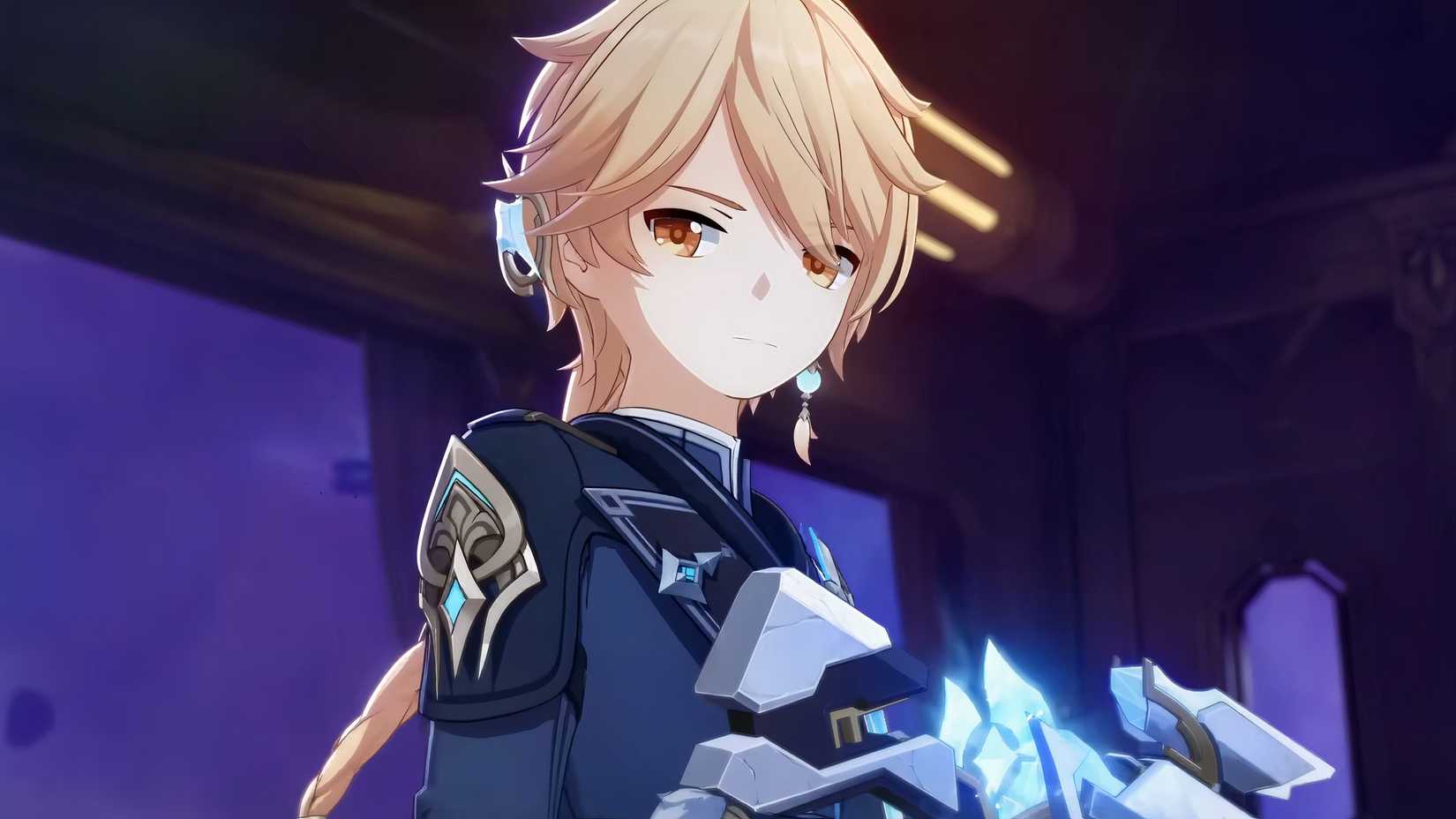 Genshin effect Aether in the new snezhnaya dress.