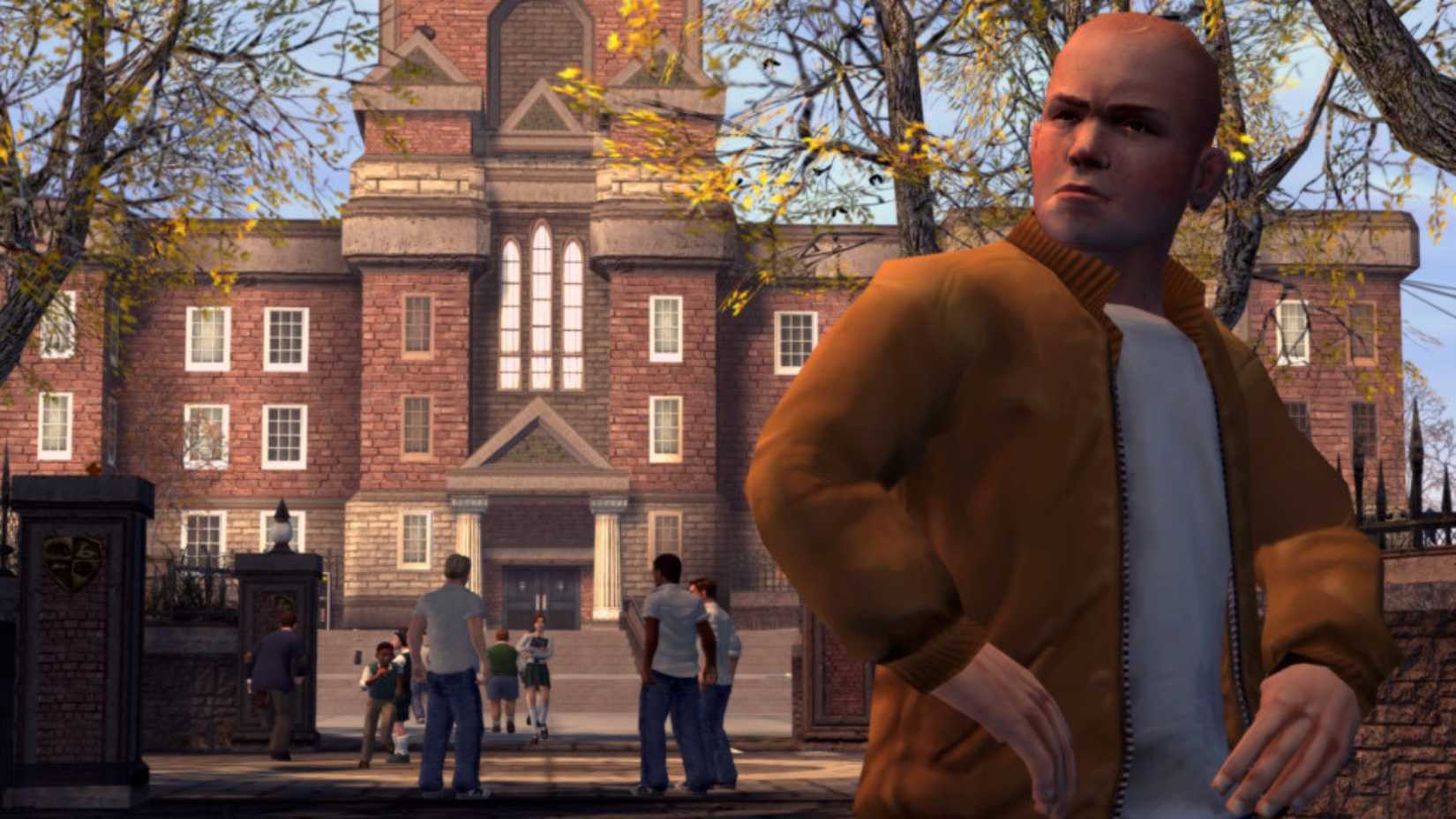 Jimmy looked over his shoulder at the other students in Bully.