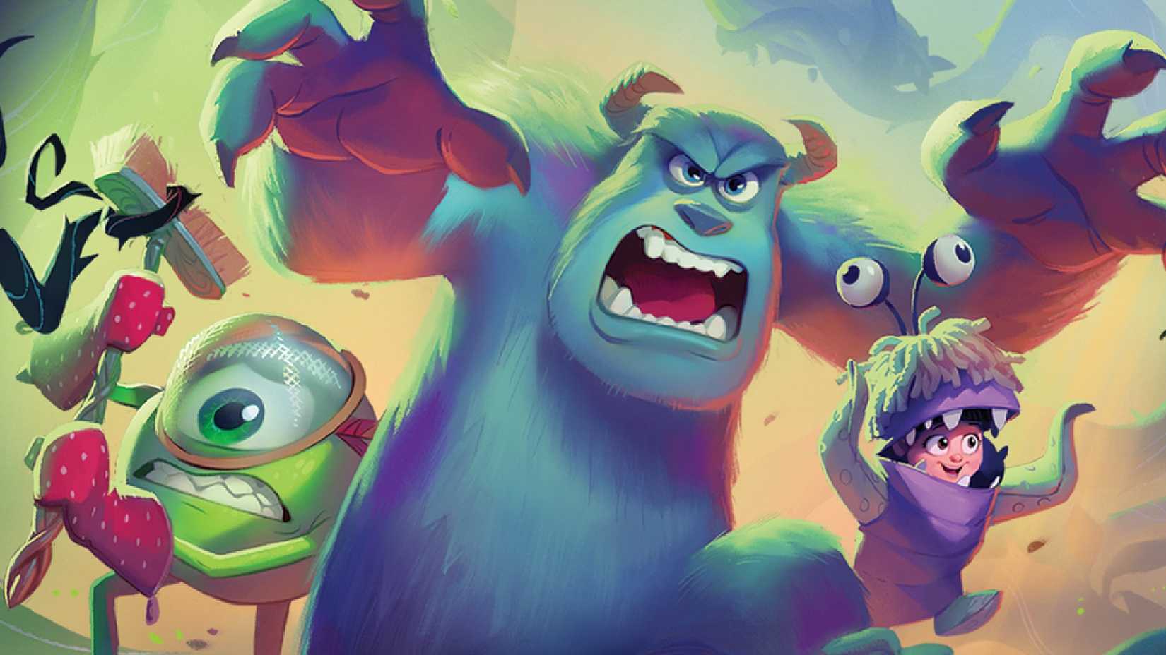 Lorcana Attack of the Vine Key Art Sully, Mike, Boo.