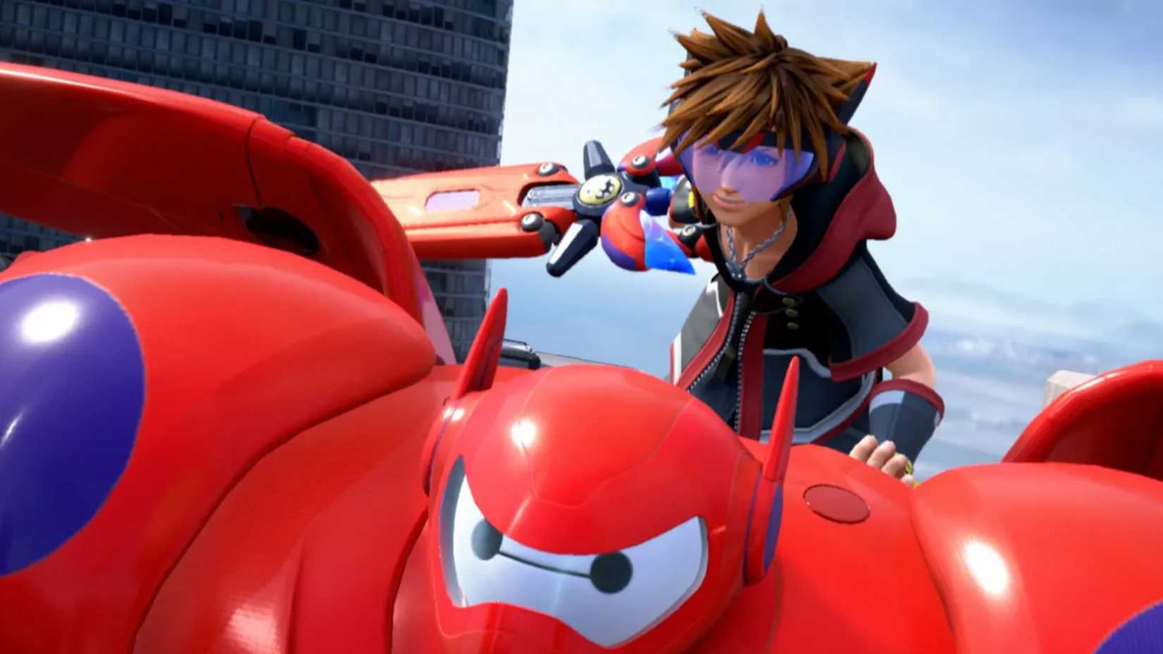sora riding baymax لە دڵەکانی شانشینی 4.
