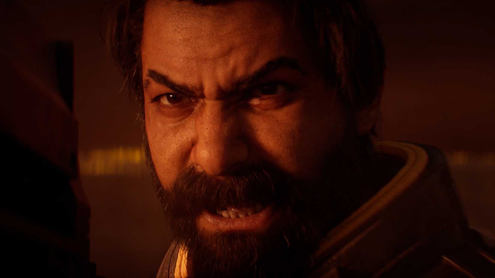 close up of the protagonist in saros.
