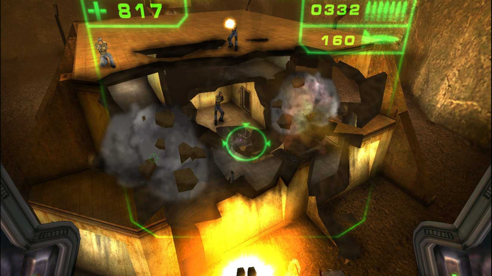 Red Faction shooting from a hole in the wall.