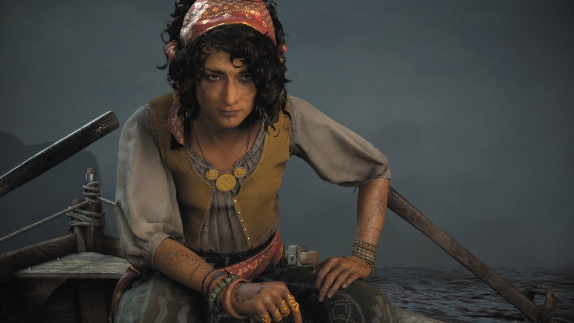 Sophia sitting down in A Plague Tale Requiem.