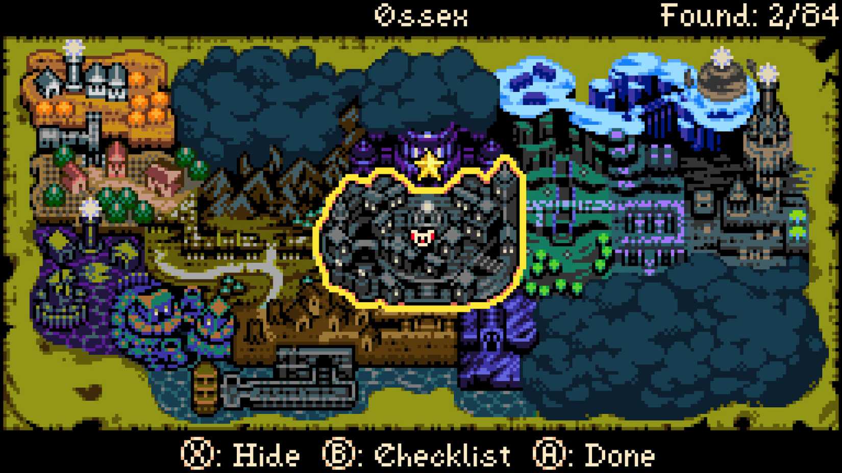 This is the world map of Mina the Hollower.