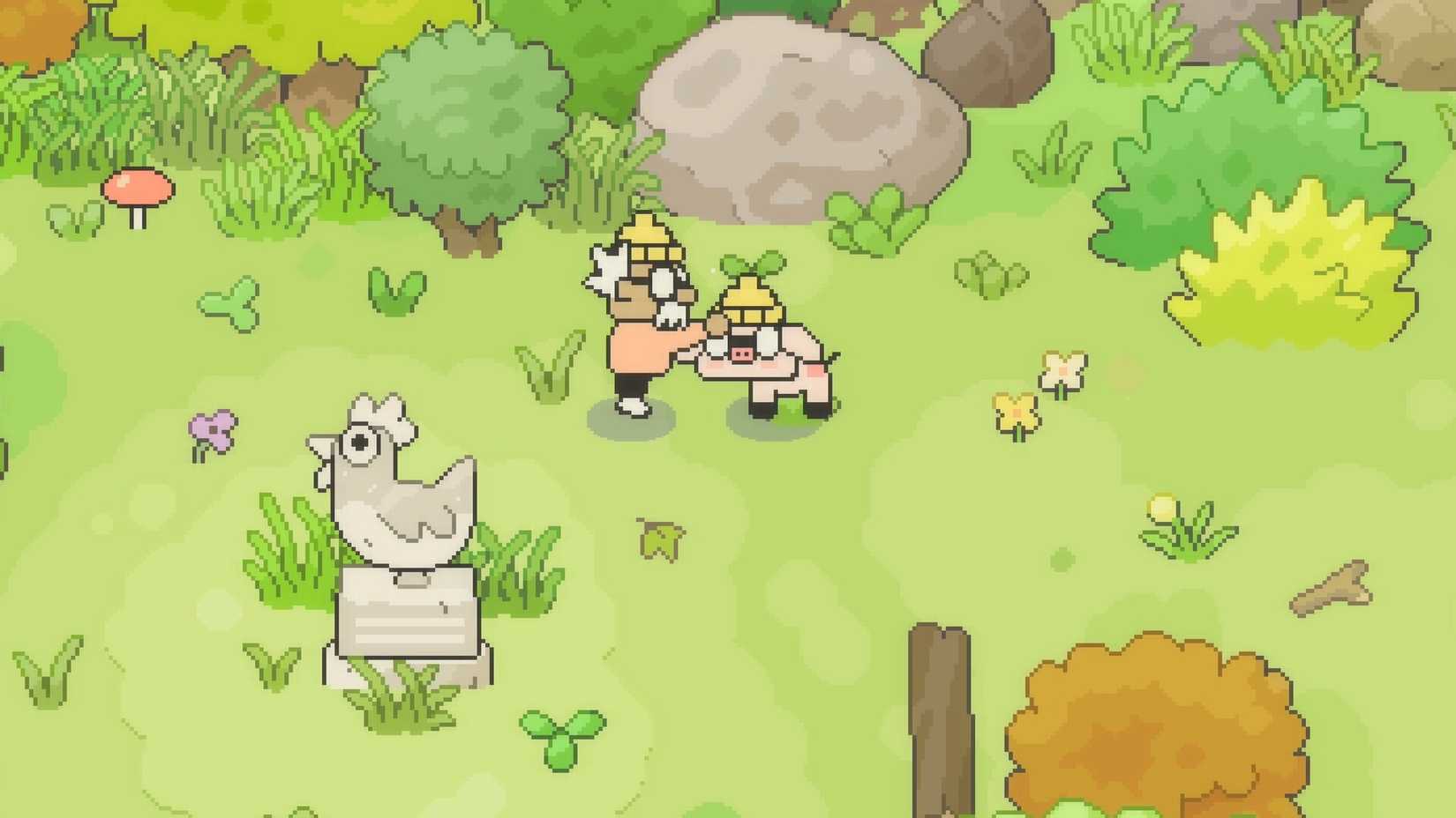 The Old Man Petting a Pig in Hermit and Pig.