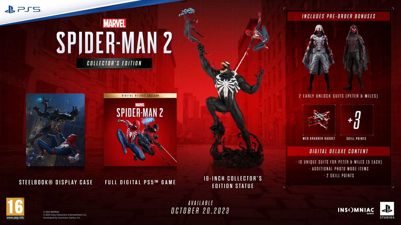 A collector's edition of Marvel Spider-Man 2 that includes the infamous Venom statue.