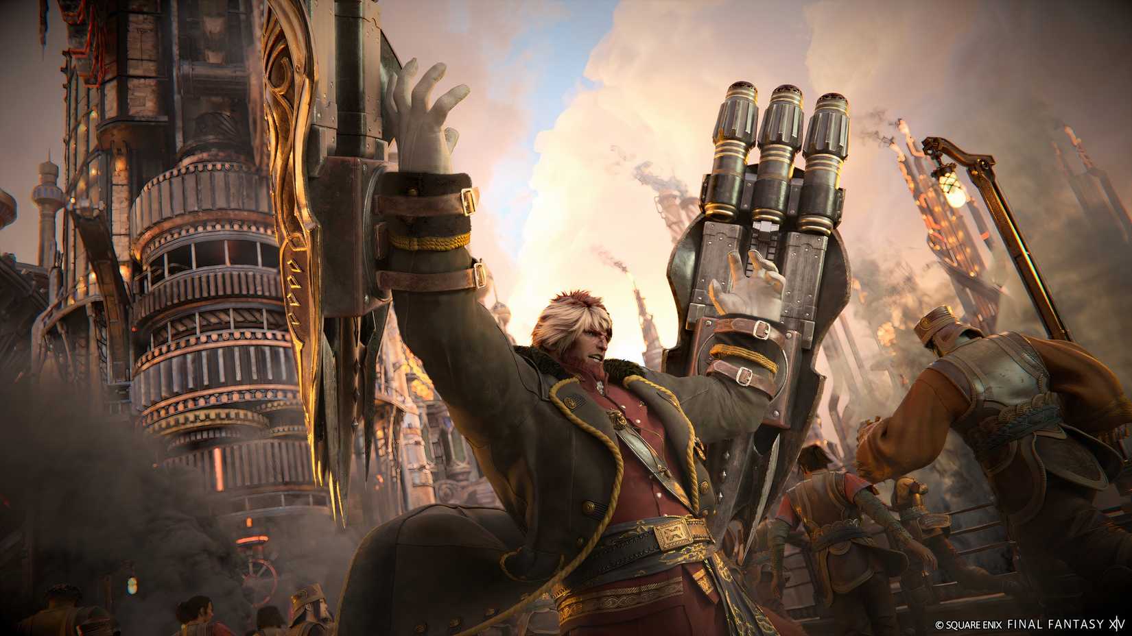 A Bastion holding his skyltborgs aloft in Final Fantasy 14. 