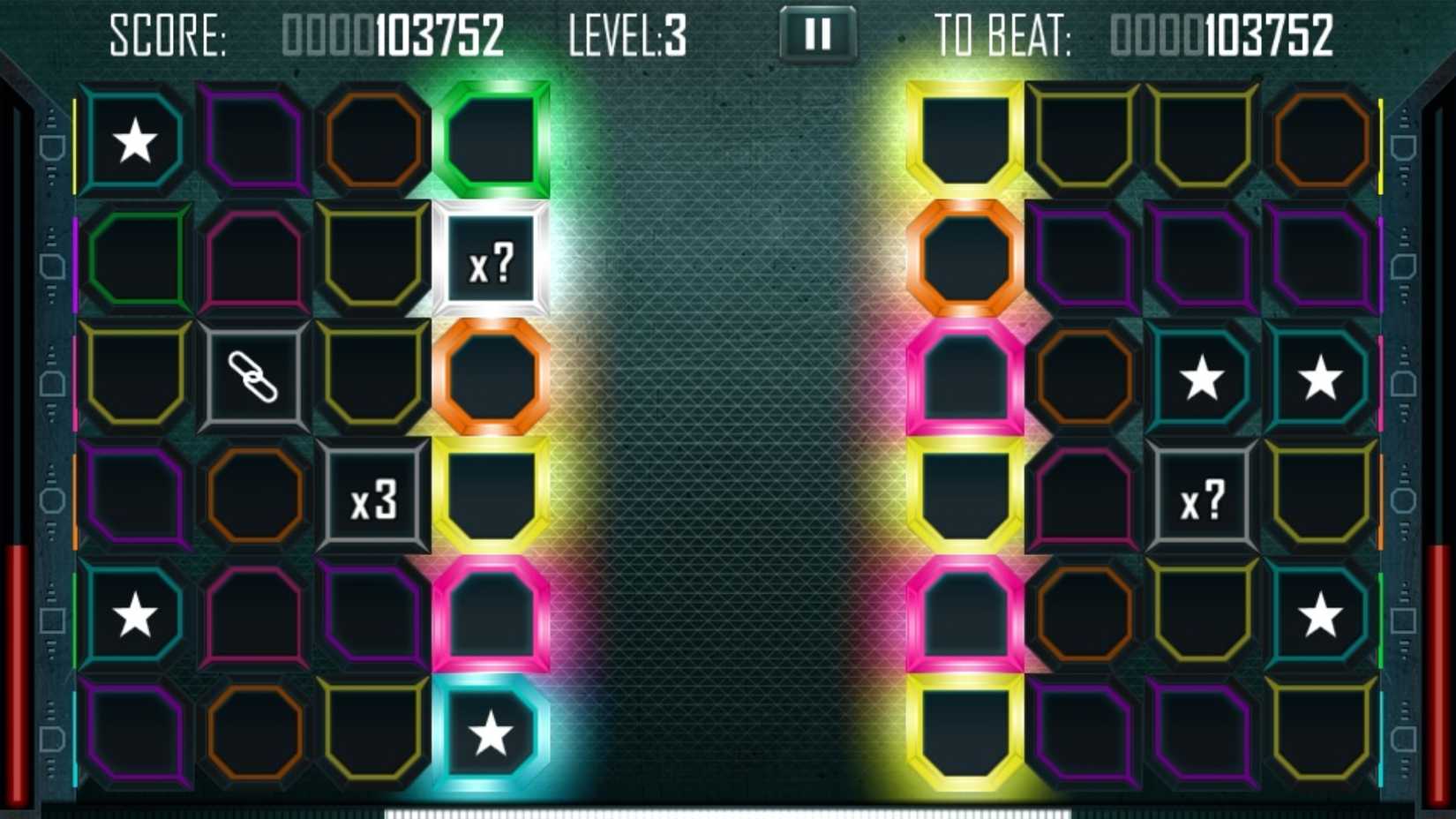 A bunch of colored blocks in Surge Deluxe.