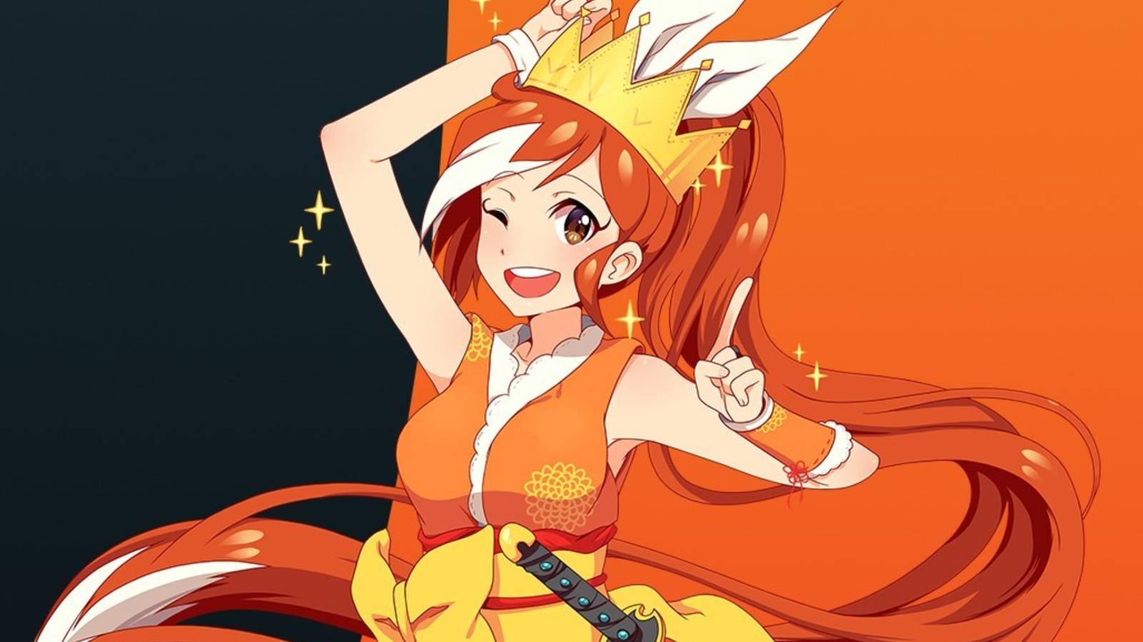 A girl with orange hair wearing a crown.
