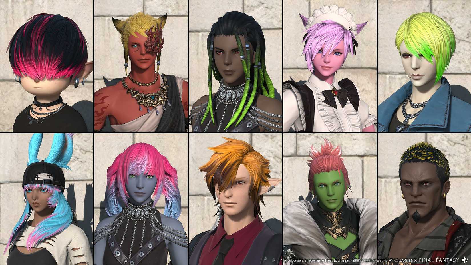A range of characters in Final Fantasy 14. 