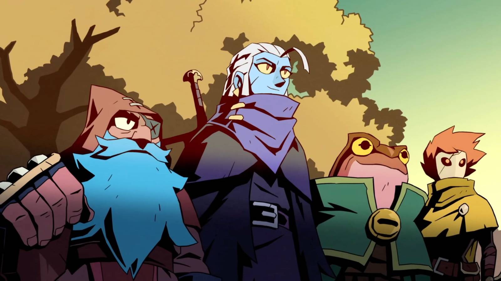 Karl, Galandra, Brome and Cider stand happily in Absolum's end.