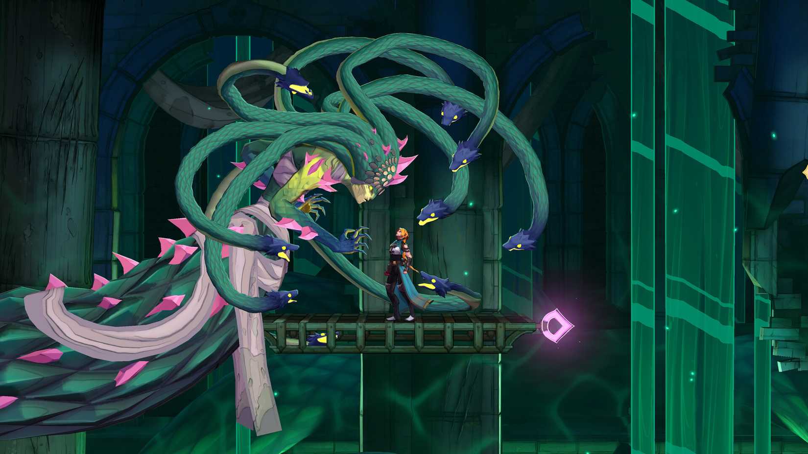 Medusa squaring up to Rose Belmont in Castlevania: Belmont's Curse.