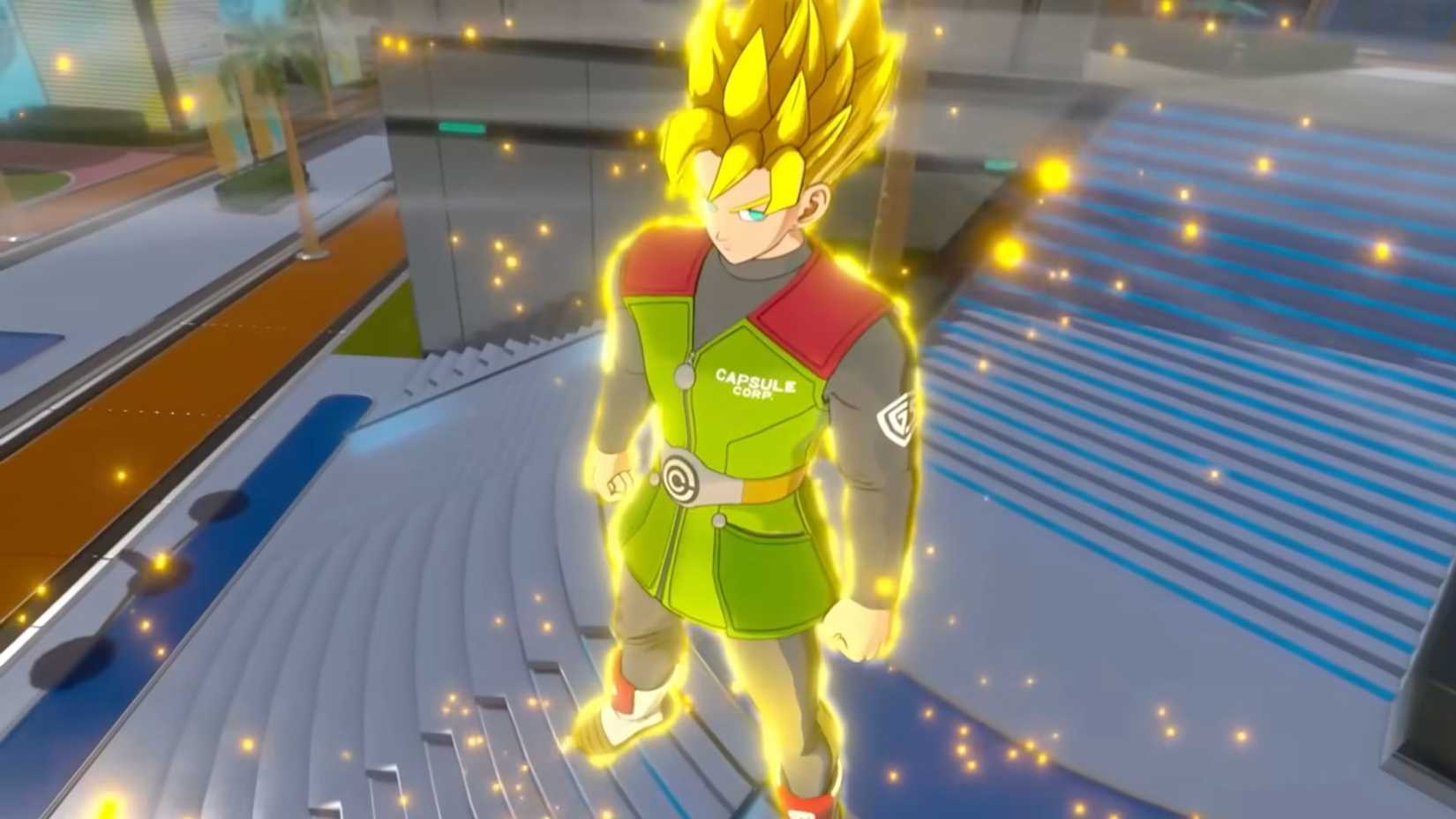 John Dragon Ball going Super Saiyan in Dragon Ball Xenoverse 3.