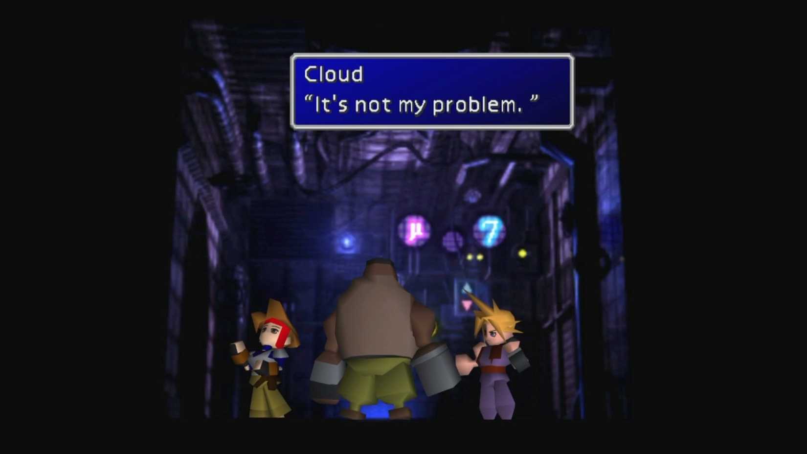 FF7 Cloud Saying It's Not My Problem