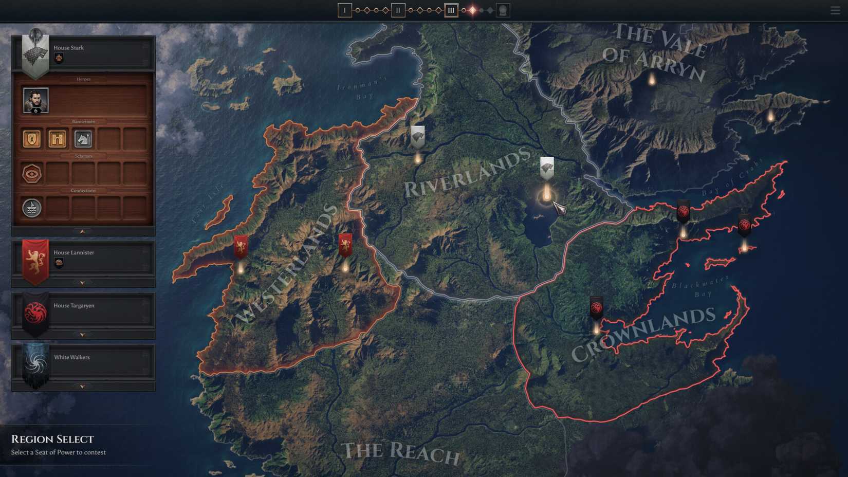 A map of Westeros from Game of Thrones: War for Westeros.