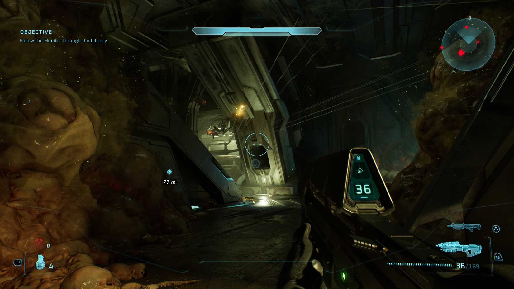 Master Chief encounters the Flood and Sentinels in Halo: Campaign Evolved. 