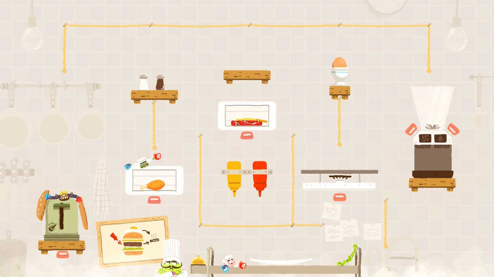 full preview of one of the culinary levels in Heave Ho 2.