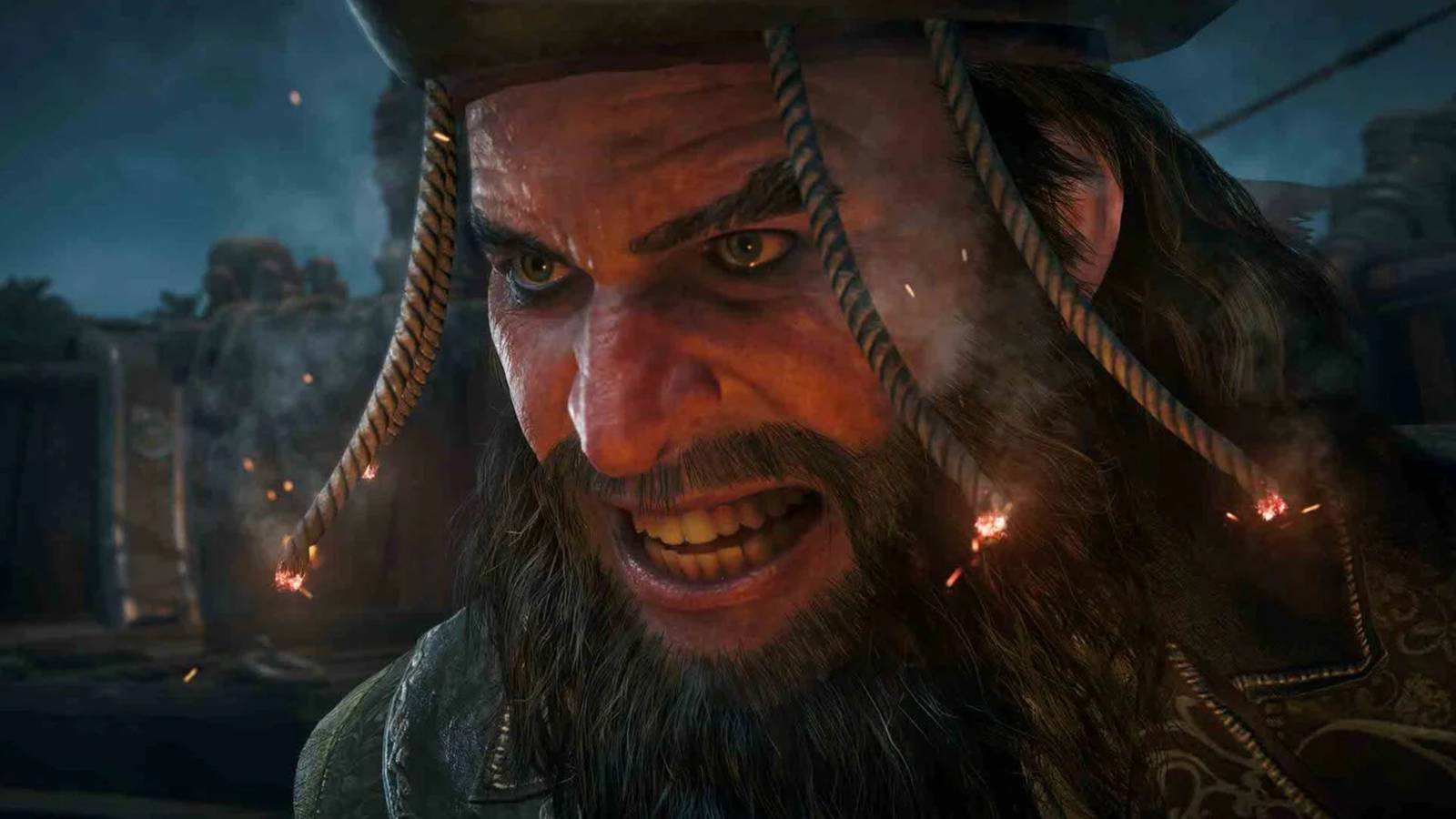 close up of a pirate in assassins creed black flag resynced.
