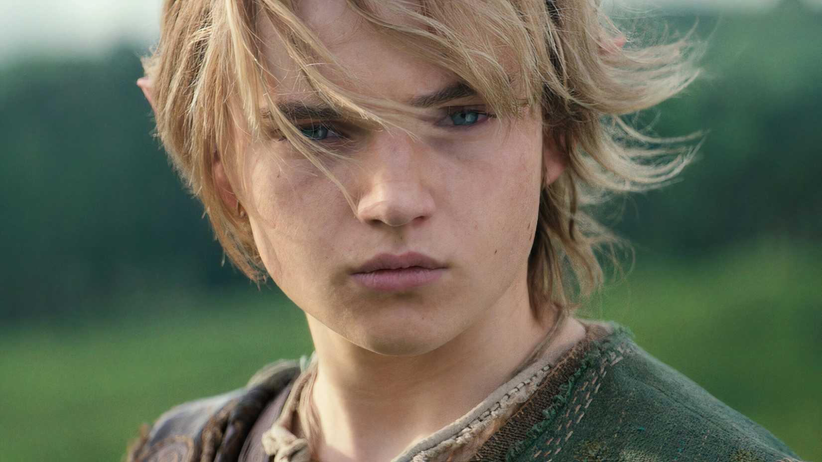 close up of link in the live action zelda movie.