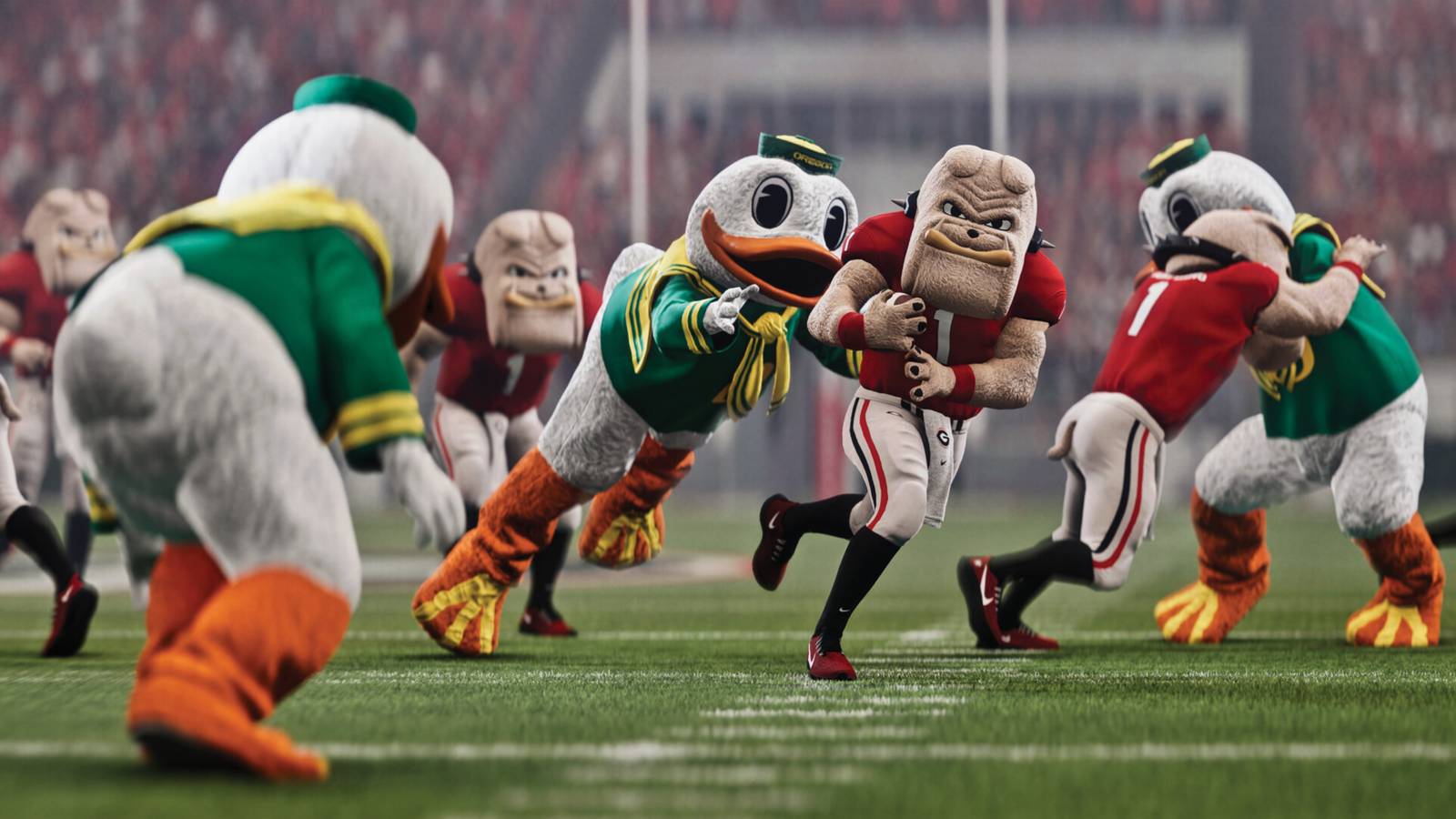 mascots playing football in college football 27.