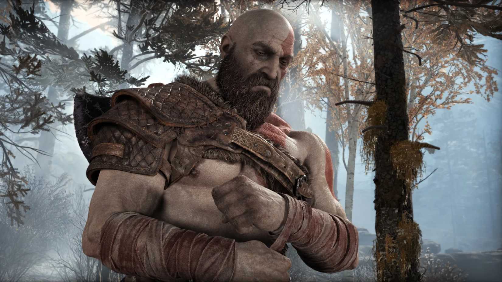 kratos looking upset in god of war.