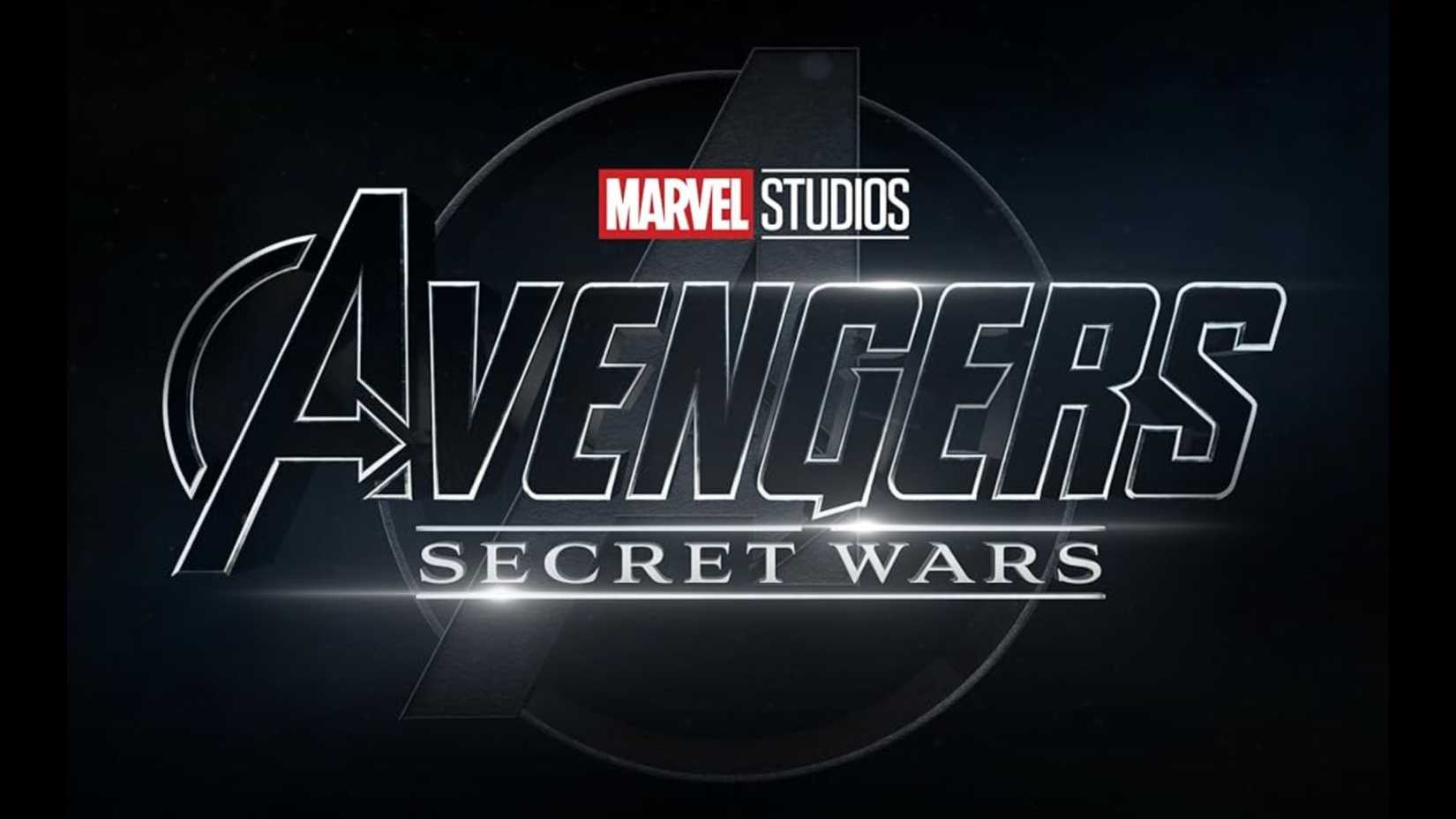 avengers secret wars logo on a black background.