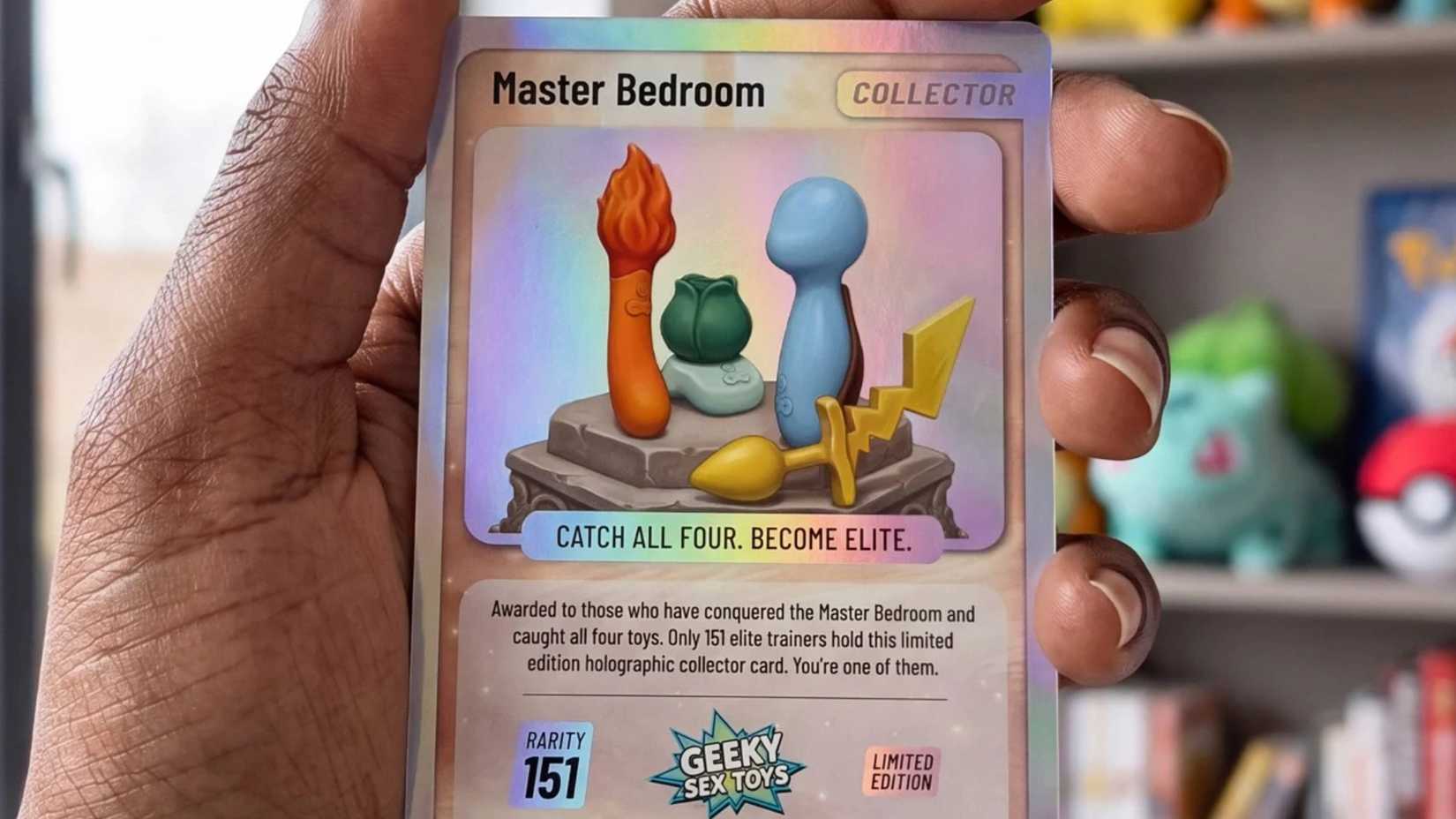 master bedroom sex toy pokemon card.