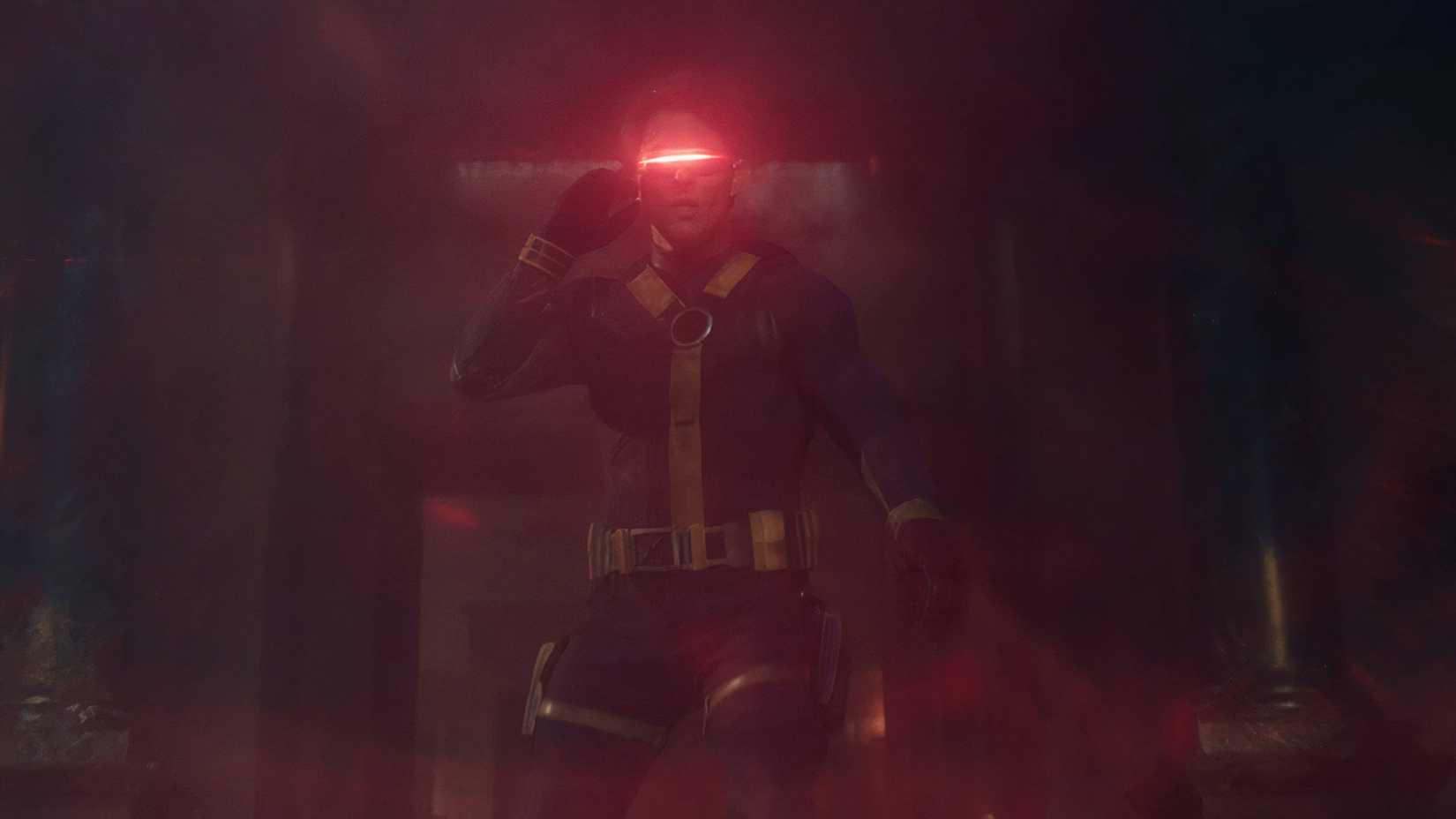cyclops with his hand to his visor in avengers doomsday.